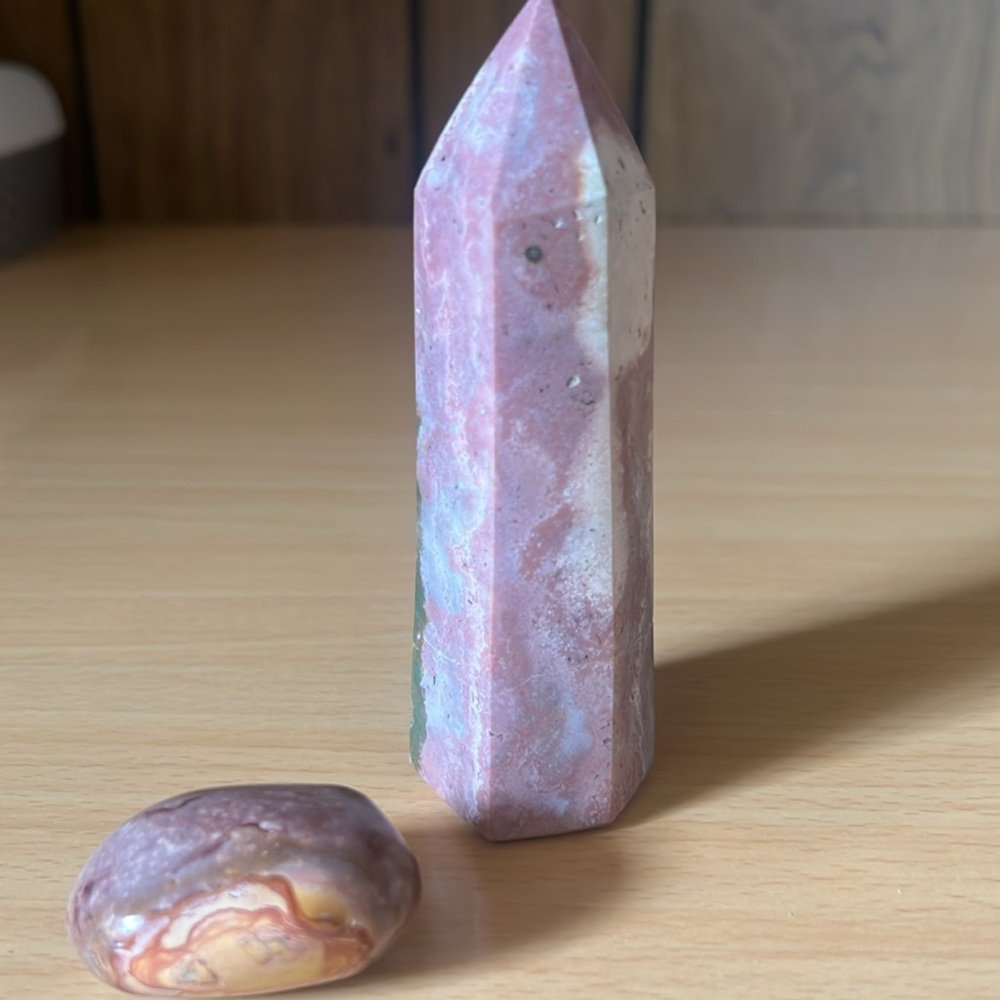 Ocean Jasper tower & Polychrome Jasper pocket stone bundle
